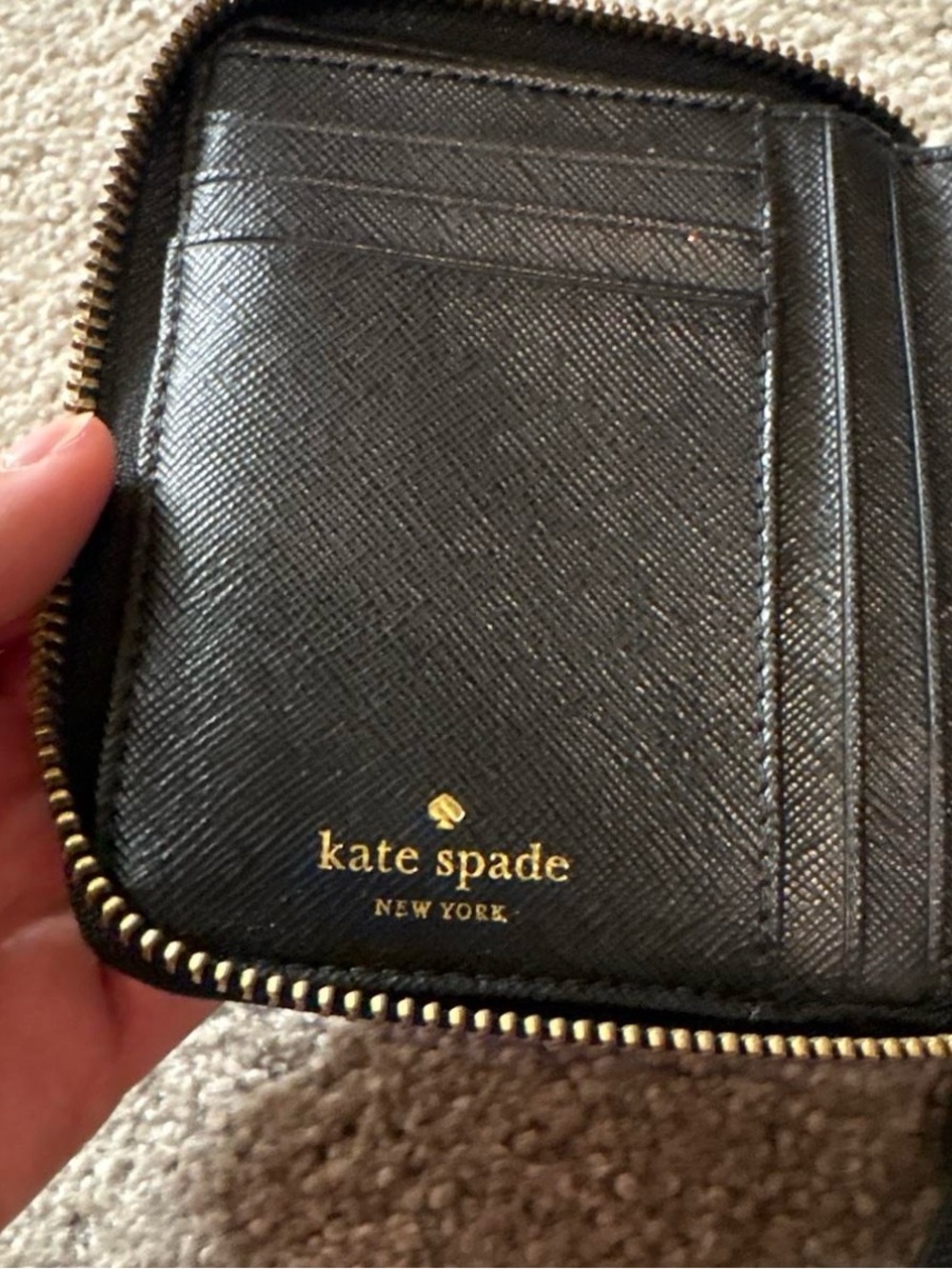 NWOT Kate Spade Black Zip-Around Compact Nylon Wallet with Gold Hardware - Picture 4 of 4